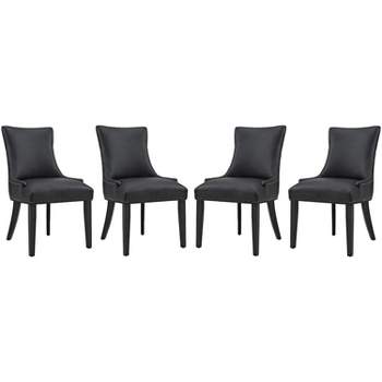 Modway Marquis Dining Chair Faux Leather Set of 4 - Black