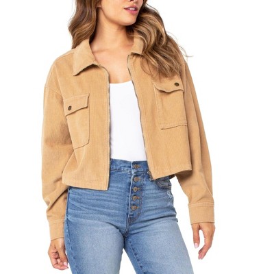 Celebrity Pink Womens Collared Shirt Jacket