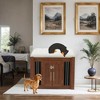 Akoasm 30.25 in. W Luxury Wooden 2 in 1 Dog Crate with Soft Padded Seat For Bedroom and Living Room-Brown - 4 of 4