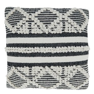 18"x18" Poly-Filled Diamond Moroccan Design Square Throw Pillow Black/White - Saro Lifestyle: Bohemian Indoor Decor, Couch Accessory - 1 of 4