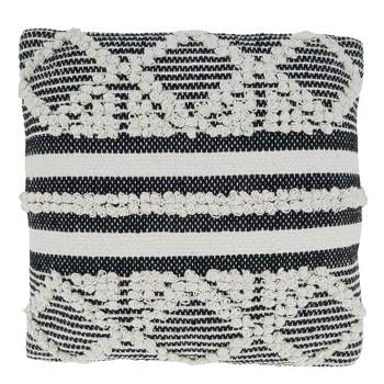 18"x18" Poly-Filled Diamond Moroccan Design Square Throw Pillow Black/White - Saro Lifestyle