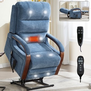 Dual Motor Infinite Position Lift Recliner Chair with Solid Wood Armrests, Heat Massage, and Heavy-Duty Motion Mechanism - 1 of 4