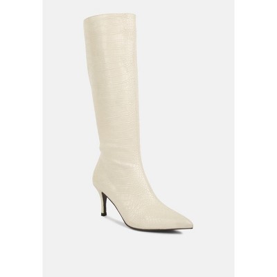 Uptown Pointed Mid Heel Calf Women Boots