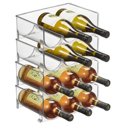 mDesign Plastic Free-Standing Stacking 3 Bottle Wine Storage Rack, Clear, USA Made