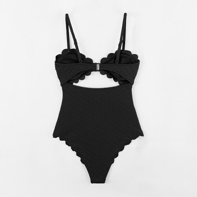 Cupshe Women's Cutout Scallop Trim One Piece Swimsuit-Black-Medium — фото 3