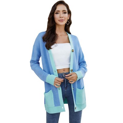 MISSKY Fashion Long Cardigan Sweaters for Women Trendy 2024 Fall Long Sleeve Knitted Cardigan Open Front Button Outerwear