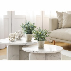 Artificial Plant, 13" Tall, Eucalyptus Grass, Indoor, Faux, Fake, Table, Greenery, Potted, Set Of 2, Decorative, Green Leaves, White Pots - 1 of 1