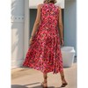 Womens Summer Loose Fit Maxi Dress Casual V Neck Sleeveless Bohemian Floral Print Long Beach Sundresses - 3 of 4