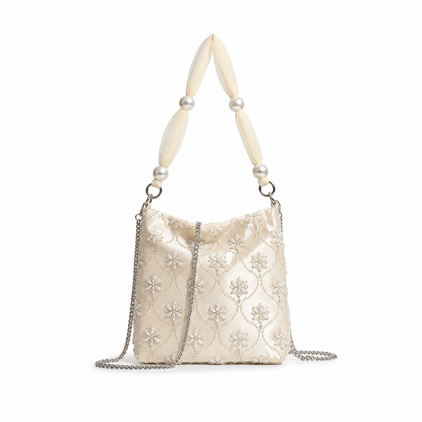 Женский клатч Alilang Beaded Evening Shoulder Floral Embellished Clutch Purse Underarm Tote for Formal Parties Weddings - White, цвет: С принтом — фото 1