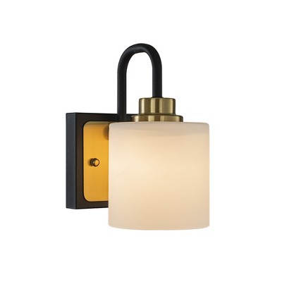 ALOADECOR W5'' 1-Light Modern Elegant Brass And Black Bathrooom Vanity Light With Milk White Glass Shades