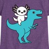 Girls' - Instant Message - Axolotl Riding A Dinosaur Fitted Short Sleeve Graphic T-Shirt - 2 of 4