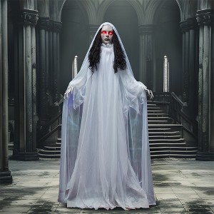 Joyfy 67’’ Halloween Animatronics Standing Bride Ghost Decoration, Life-Size Scary Ghost with Creepy Sound for Yard Lawn Outdoor Indoor Decoration - 1 of 4