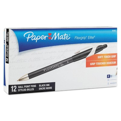 Paper Mate FlexGrip Elite 12pk Ballpoint Retractable Pens Fine - Black Ink