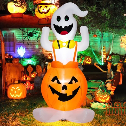 Costway 5 Ft Inflatable Halloween Pumpkin Ghost Blow-up Yard ...