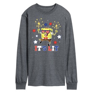 Men's - SpongeBob SquarePants - It's Lit Long Sleeve Graphic T-Shirt - 1 of 4