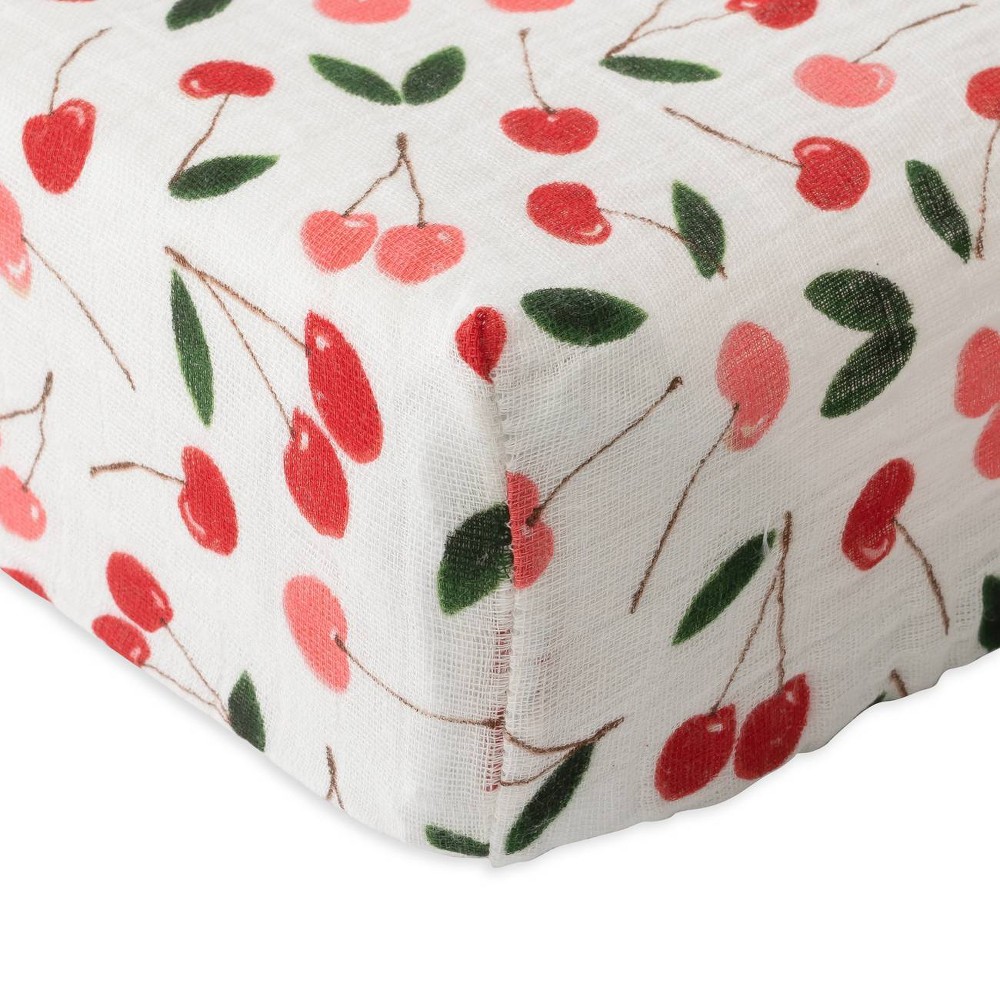 Photos - Changing Table Red Rovr Cotton Muslin Changing Pad Cover - Cherries