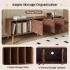 PAGED Rattan TV Stand with Variable Color Light Strip, Wooden TV Console with Adjustable Shelf and Metal Leg, TV Stands for Living Room - 3 of 4