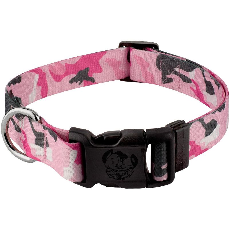 Country Brook Petz Deluxe Pink and Grey Camo Dog Collar - Made in the U.S.A., 1 of 6