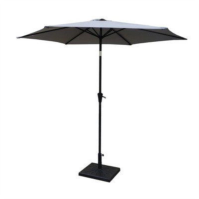 XINGHANZHENXUAN 8.8 feet Outdoor Aluminum Patio Umbrella, Market Umbrella with 42 Pound Resin Umbrella Base, Push Button Tilt and Crank lift