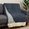 HomeRoots 55" X 70" Dark Gray And White Cotton Blend Woven Chevron Plush Throw Blanket with Fringe - 2 of 4