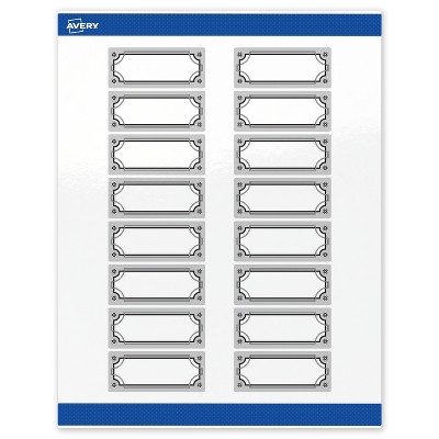 Avery Labels, 1" x 2-5/8", Silver-Metallic Black, Glossy, 160ct