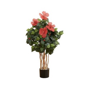 HomeStock  3 ft. Artificial Hibiscus Tree in Pot for Indoor/Outdoor - 1 of 4