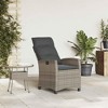 vidaXL Reclining Patio Chair - Gray Poly Rattan, Adjustable, Cushions, Foldable Side Table - 4 of 4