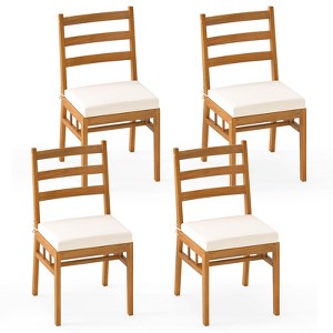 Tangkula Solid Acacia Wood Patio Chair Set of 4 w/ Padded Seat Cushions - 1 of 4