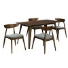 47.2" Mid Century Modern 5-Piece Dining Set,Walnut Rectangular Table with 4 Upholstered Chairs for Kitchen Dining Room-Baofuwish - 3 of 4