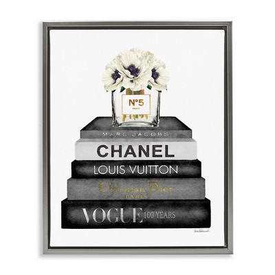 Stupell Industries Monochrome Fashion Designer Bookstack, 25" x 31"