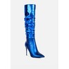 New Expession Metallic Ruched Stiletto Calf Boots Women - 2 of 4