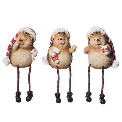 Transpac Resin Sweet Holiday Hedgehog Shelf Sitter Decorative Object Animal Figurine for Christmas Multicolored Tabletop Mantel Decoration Indoor Use