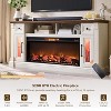 SinCiDo Farmhouse Fireplace TV Stand for 80 Inch TV, 42″ Electric Fireplace Media Cabinet w/ LED lights & drawers & cabinets - 3 of 4