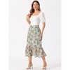 INSPIRE CHIC Women's Chiffon Elastic Waist Ruffle Tiered Flowy Midi Floral Printed Skirts - 2 of 4