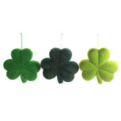 Saint Patricks 10.0" Set Of 3 Hanging Shamrocks Decor Decoration Decorate Green  -  Decorative Figurines