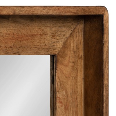 Medium Wood Rectangular Wall Mirror with Shelf