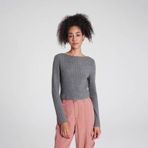Women's Long Sleeve Rib-Knit Boat Neck Top - Wild Fable™ - 1 of 4