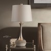 Uttermost Niah Brushed Nickel Lamp – Spun Metal Base with Natural Concrete Foot and Linen Shade, 27.75"H - 2 of 4