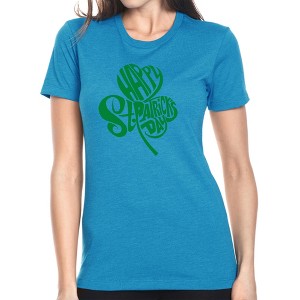 LA Pop Art Women's Premium Blend Word Art T-shirt - St. Patrick's Day Shamrock - 1 of 4