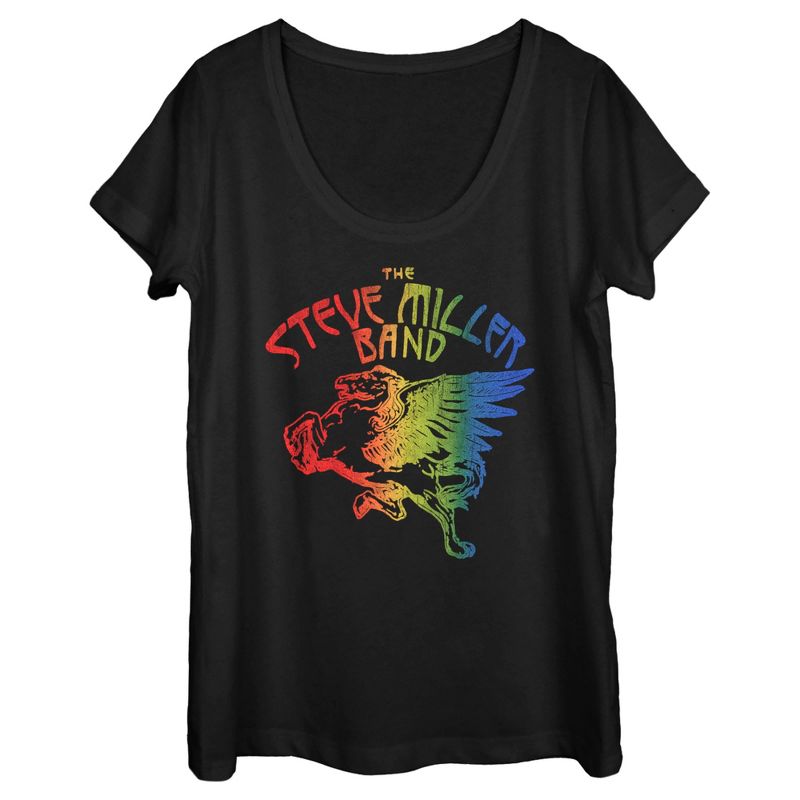 Women's Steve Miller Band Rainbow Pegasus Logo T-Shirt, 1 of 5