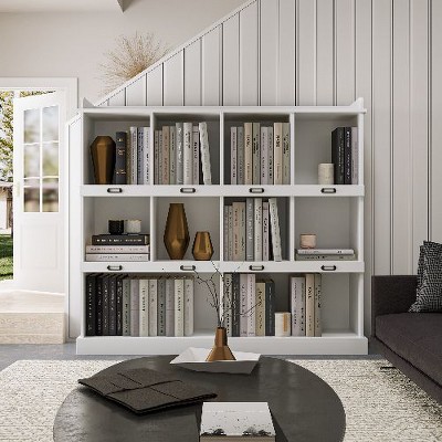 NicBex 10-Shelf Cubbyhole Bookcase, 53.15" Wooden Storage Bookshelf with Label Tags,  Bookcase Display Stand