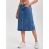 INSPIRE CHIC Women's Denim Elastic Back High Waist Casual Knee Length A Line Jean Skirts - 2 of 4