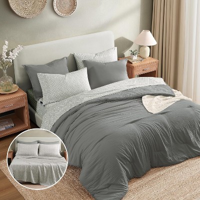 Der Rose BALHAM TRADE-Queen Comforter Set 7 Pieces Prewashed Bed in a Bag with Sheets Pillowcases Shams Ltalian Plum-7Piece-Queen 90”X90'' — фото 5