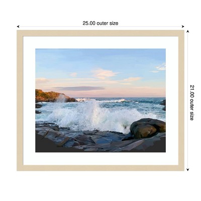 Crashing Waves Coastal Scenic Framed Photography Print, 25" Wide