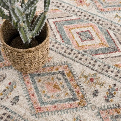 Southwestern Charcoal and Mustard Polypropylene Rectangle Area Rug