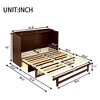 Gulches Queen Size Murphy Bed with Rattan Decoration - Pine Wood Cabinet Bed with Storage Drawer (Walnut), Space-Saving Foldable - 2 of 4