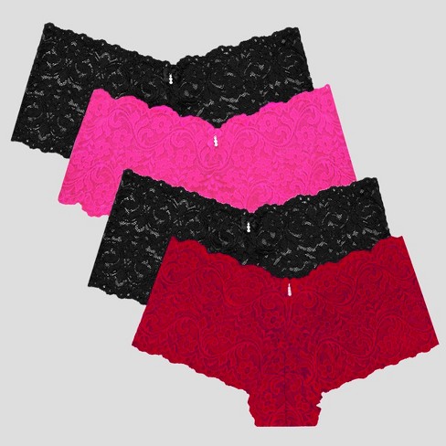Smart & Sexy Womens Plus Signature Lace Cheeky Panty 4-pack Black/no No  Red/black/m Pink 3x : Target