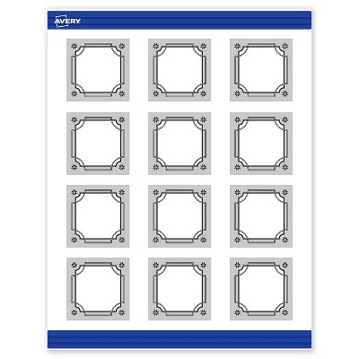Avery Square Cards, 2" x 2", Silver-Metallic Black, Matte, 120ct