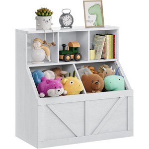 Kids Toy Storage Organizer with Bookshelf, 3-Tier Toy Shelf & 2 Storage Bins for Nursery, Playroom, Bedroom - 1 of 4
