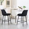 MAYEERTY Counter Height Swivel Bar Stools Set of 2 360¡ã Swivel Upholstered 25.6 Seat Height Linen Cloth Black Linen Kitchen Island Pub - 2 of 4